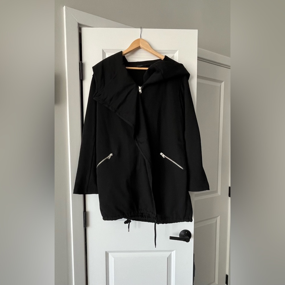 ALL SAINTS Navarre Oversized Jacket Sweatshirt Black - Picture 8 of 16